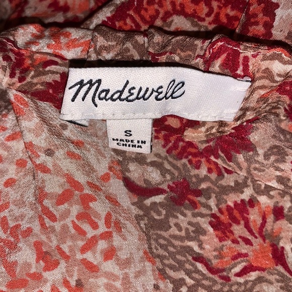 Madewell 100% Silk off the shoulder blouse with pleated short sleeves, Small - Picture 5 of 7